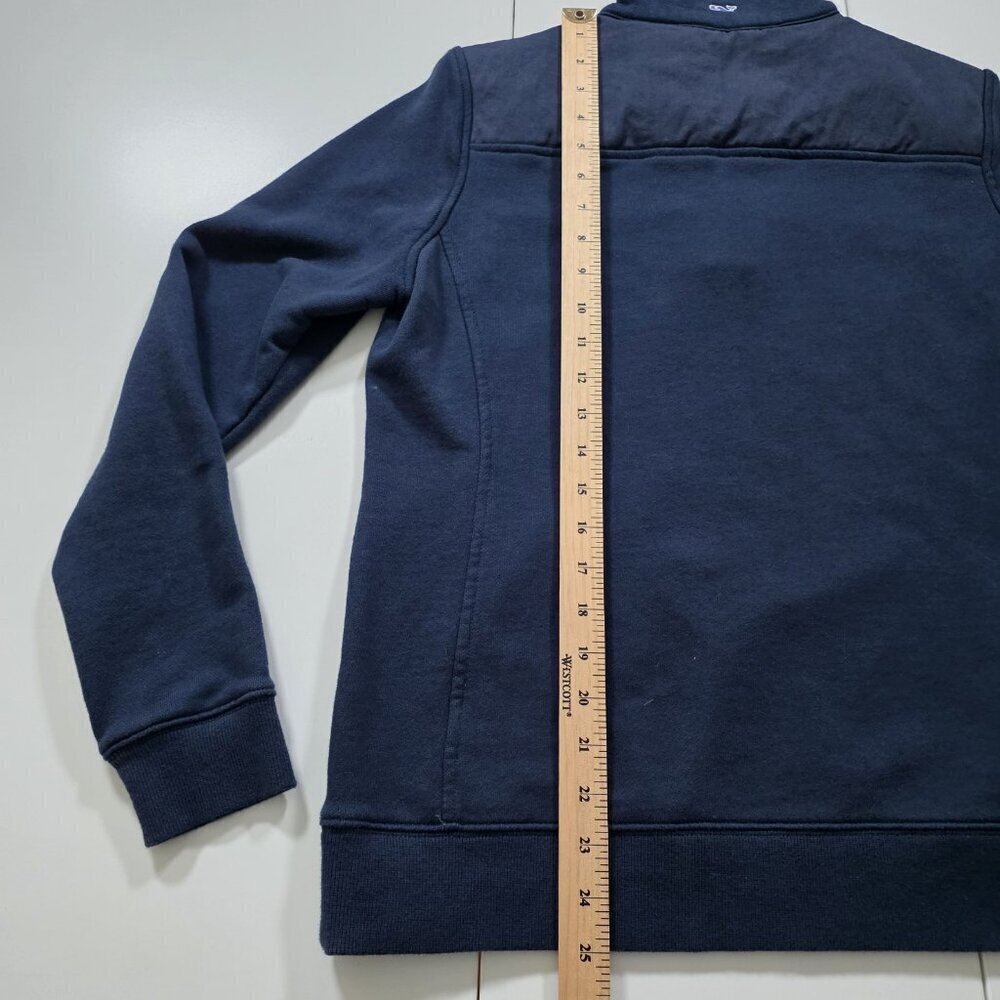 Vineyard Vines Polo Sweater Women S Navy LS 1/4 Zip Mock Neck Cotton Preppy Boho - Picture 8 of 15